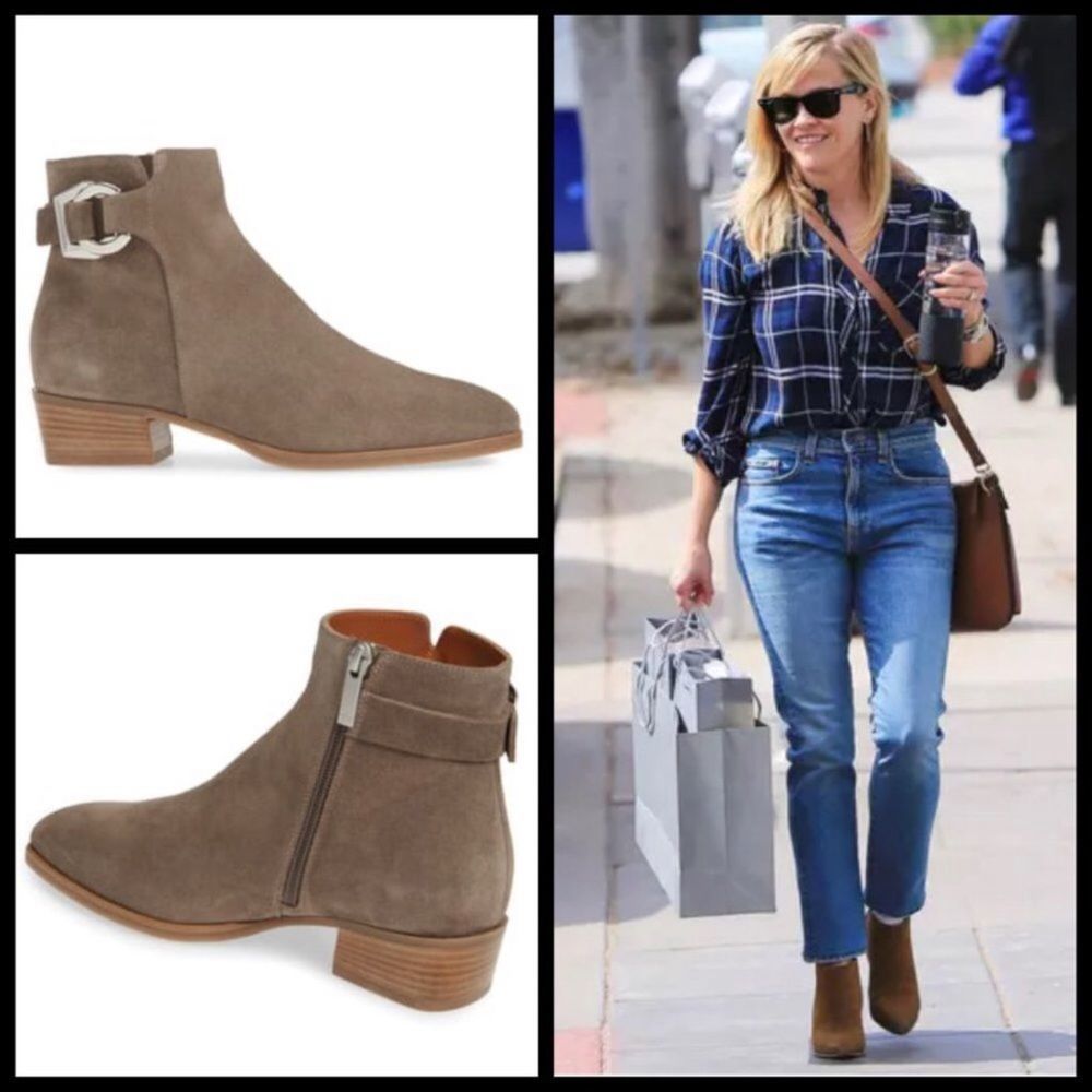 E U C! Aquatalia Faria Taupe Suede Weatherproof Ankle Bootie S : 6 BARELY WORN